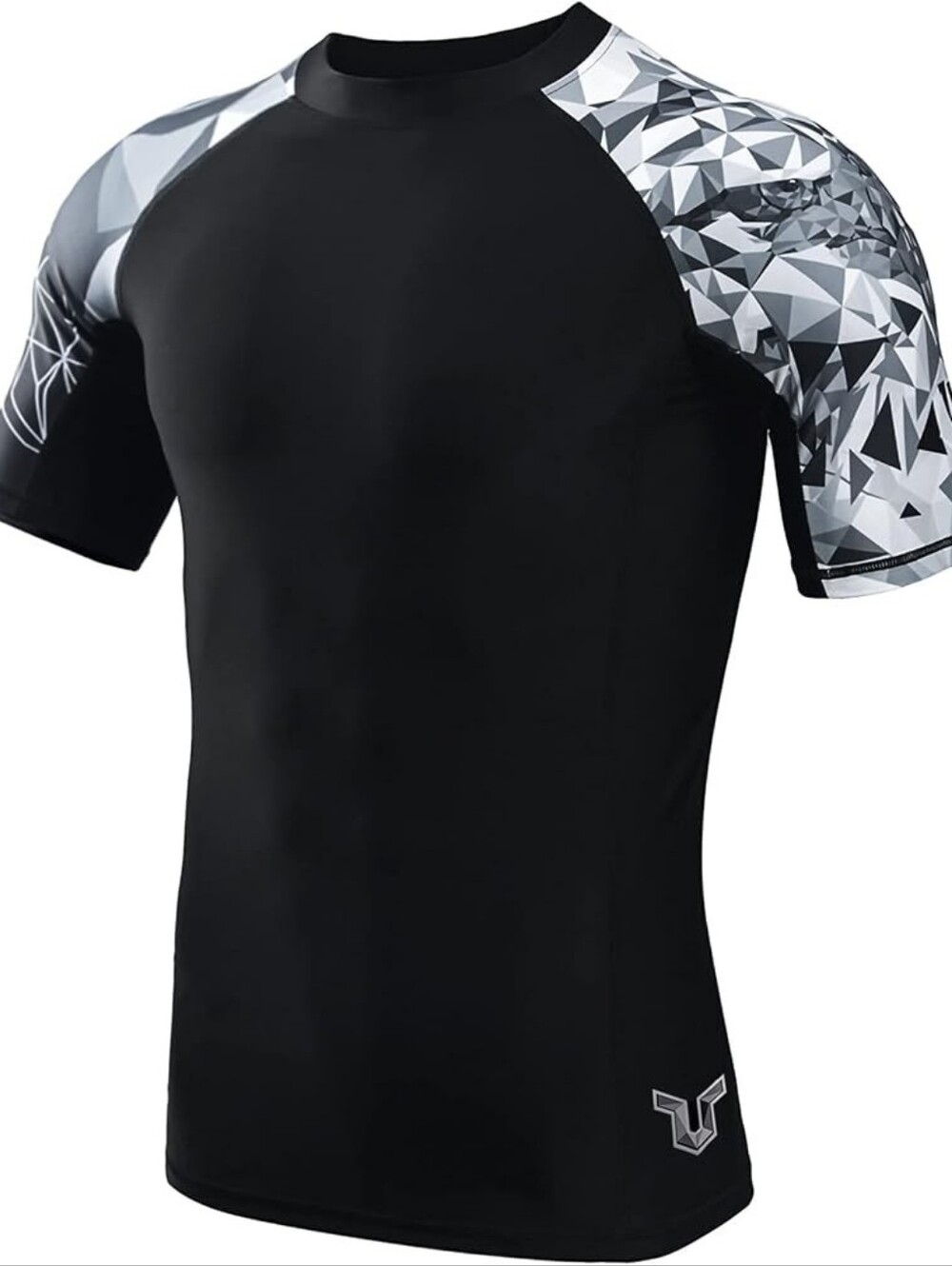 Men's Splice UV Sun Protection UPF 50+ Skins Rash Guard Short Sleeves Large